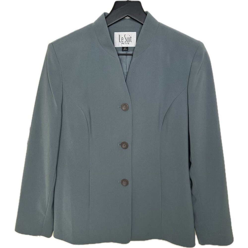 Le Suit Women’s Green 3-Button Blazer Jacket Olive Green Size 6P Career Office